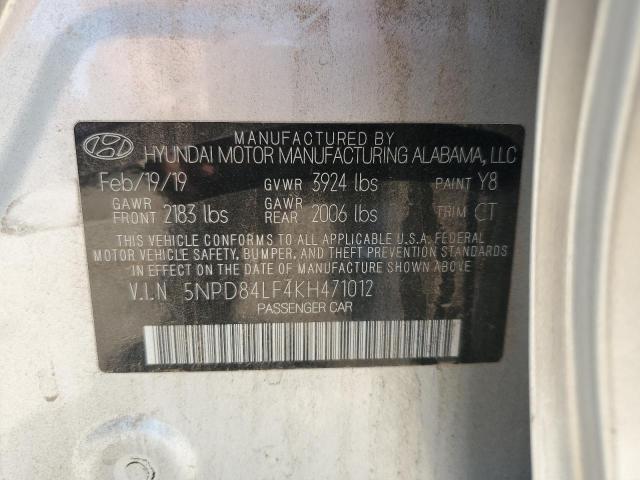 5NPD84LF4KH471012 Hyundai ELANTRA SEL