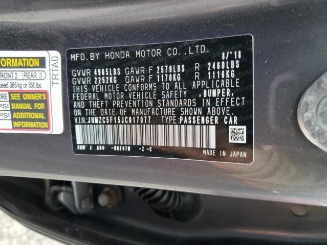 2018 HONDA CLARITY - JHMZC5F15JC017077