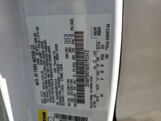 3FA6P0H76ER195512 Ford FUSION SE
