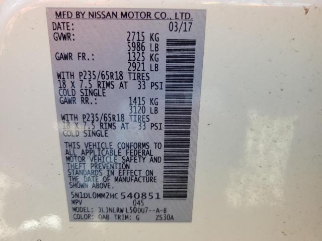 5N1DL0MM2HC540851 Infiniti QX60