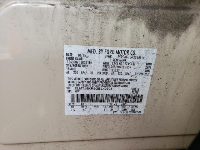 2016 LINCOLN MKX SELECT 2LMTJ8KR9GBL40308