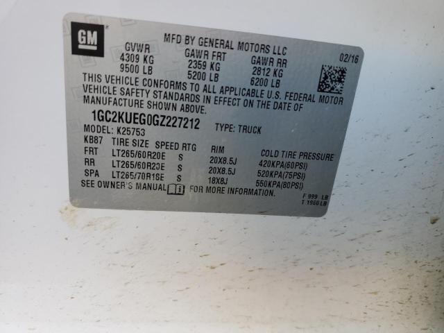 2016 CHEVROLET SLVRD 1500 1GC2KUEG0GZ227212