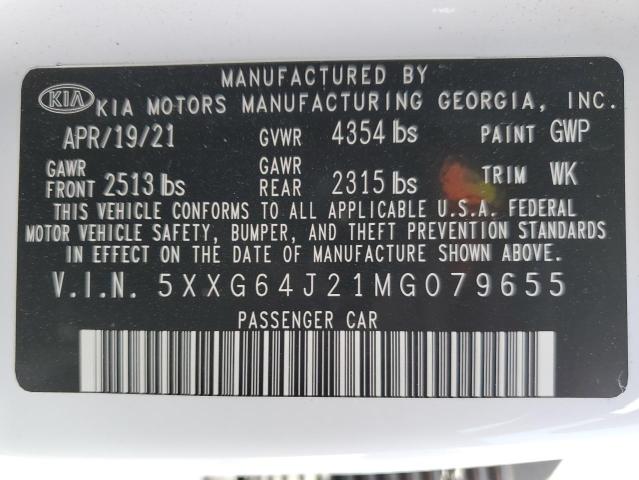 5XXG64J21MG079655 KIA K5 GT LINE