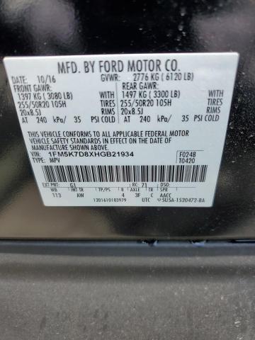 1FM5K7D8XHGB21934 Ford EXPLORER XLT