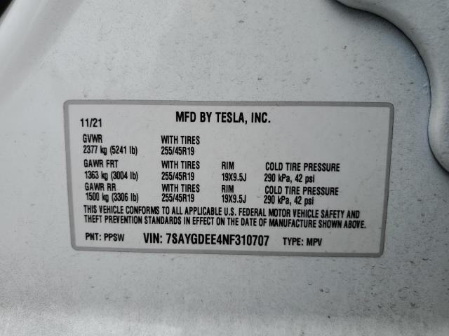 7SAYGDEE4NF310707 Tesla Model Y