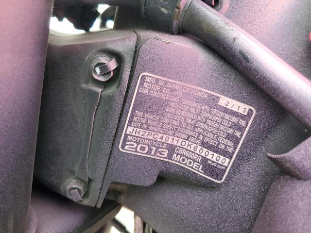 2013 HONDA CBR600 RR - JH2PC4011DK600100