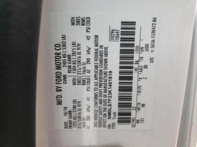 2019 FORD TRANSIT CO - NM0LS7F23K1401819