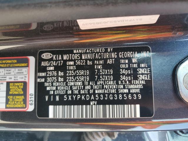 5XYPKDA53JG385639 KIA SORENTO SX