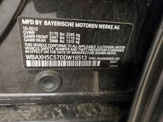 VIN: WBAXH5C57DDW16513 Auction: COPART Lot: 53854963 Location: IL - WHEELING WBAXH5C57DDW16513 BMW 5 SERIES 2013 BLACK Photo 12