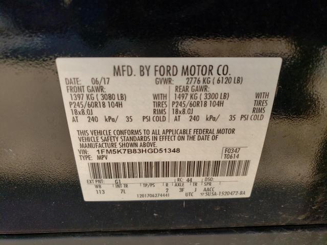 2017 Ford Explorer VIN: 1FM5K7B83HGD51348 Lot: 54829303