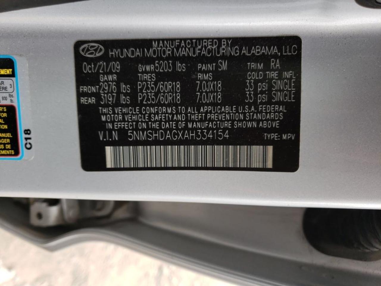 5NMSHDAGXAH334154 2010 Hyundai Santa Fe Se