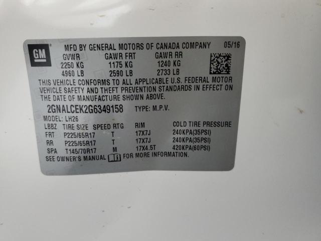 2016 CHEVROLET EQUINOX 4D 2GNALCEK2G6349158