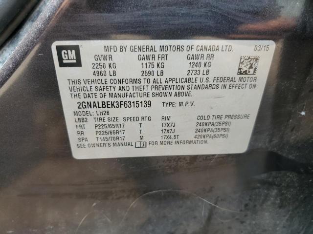 2015 Chevrolet Equinox Lt VIN: 2GNALBEK3F6315139 Lot: 54639633