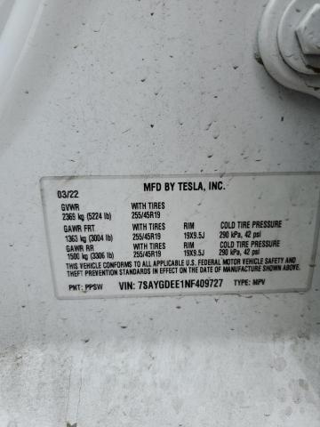 7SAYGDEE1NF409727 Tesla Model Y