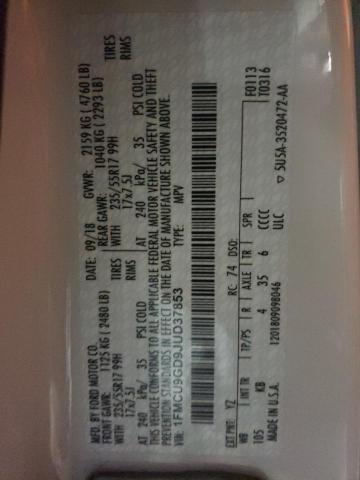 1FMCU9GD9JUD37853 Ford ESCAPE SE