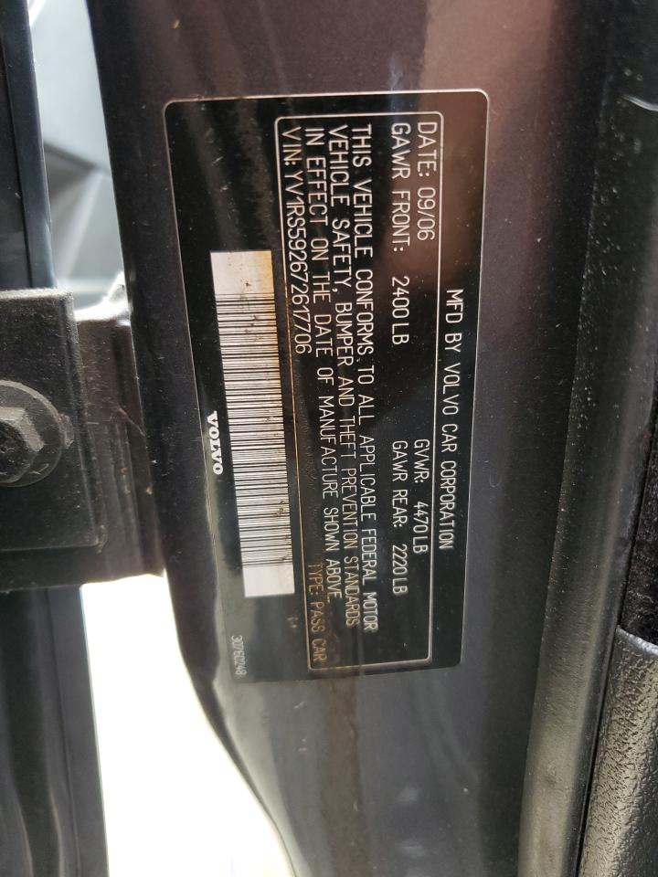 yv1rs592672617706 YV1RS592672617706 2007 Volvo S60 2.5T