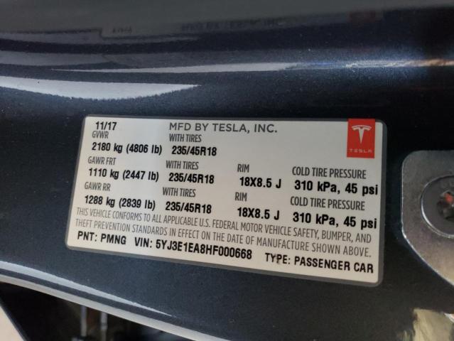 5YJ3E1EA8HF000668 Tesla MODEL 3