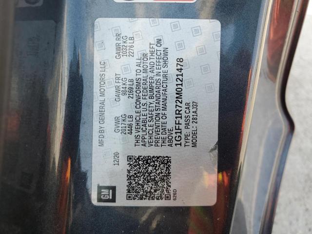 2021 CHEVROLET CAMARO LZ - 1G1FF1R72M0121478