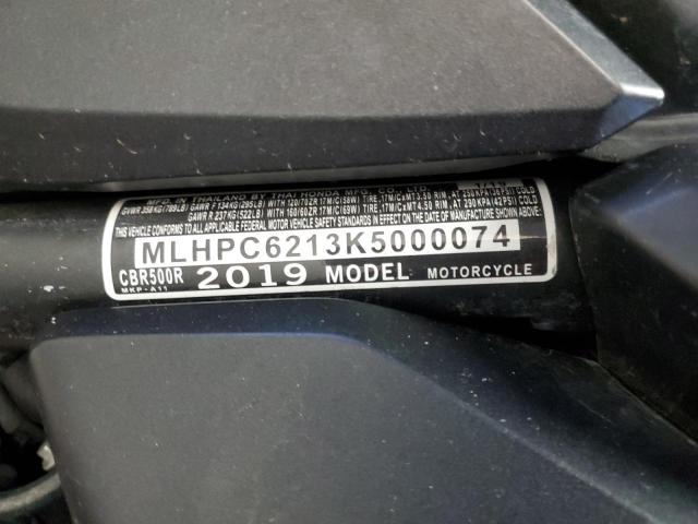2019 HONDA CBR500 R MLHPC6213K5000074