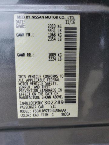 1N4BZ0CP3HC302289 Nissan LEAF S