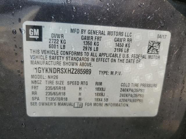 1GYKNDRSXHZ285989 Cadillac XT5 LUXURY