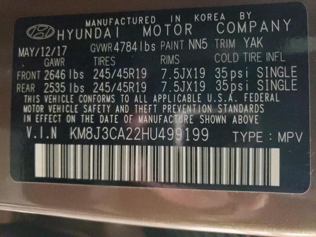 2017 HYUNDAI TUCSON LIM - KM8J3CA22HU499199