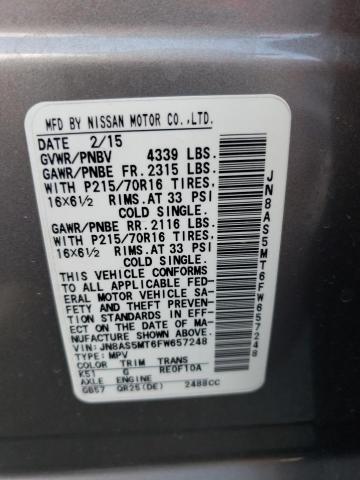 JN8AS5MT6FW657248 Nissan Rogue Select S