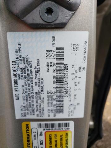 3FA6P0LUXHR217089 Ford Fusion Se Hybrid