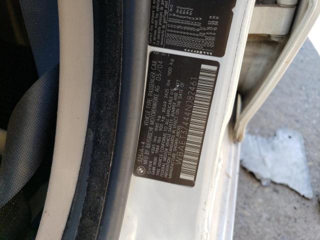 2004 BMW 325 I VIN: WBAET37444NJ82461 Lot: 61830073