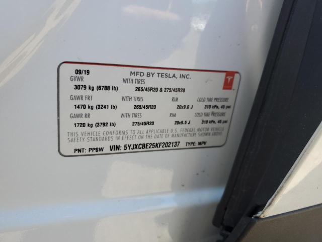 5YJXCBE25KF202137 Tesla MODEL X