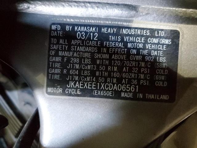 2012 KAWASAKI EX650 EC - JKAEXEE1XCDA06561
