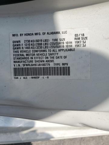 5FNRL6H97JB100779 Honda Odyssey Elite