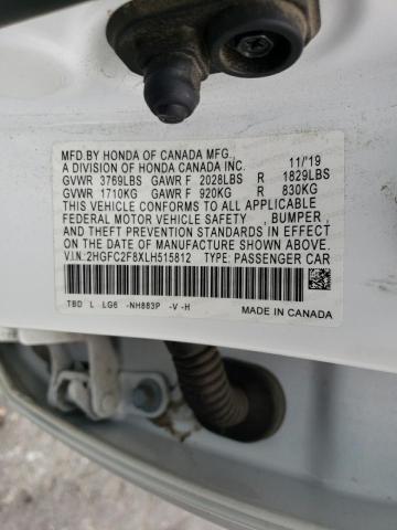 2020 HONDA CIVIC SPOR - 2HGFC2F8XLH515812