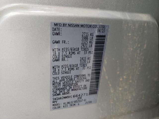 5N1AR2MM9FC664271 Nissan Pathfinder S