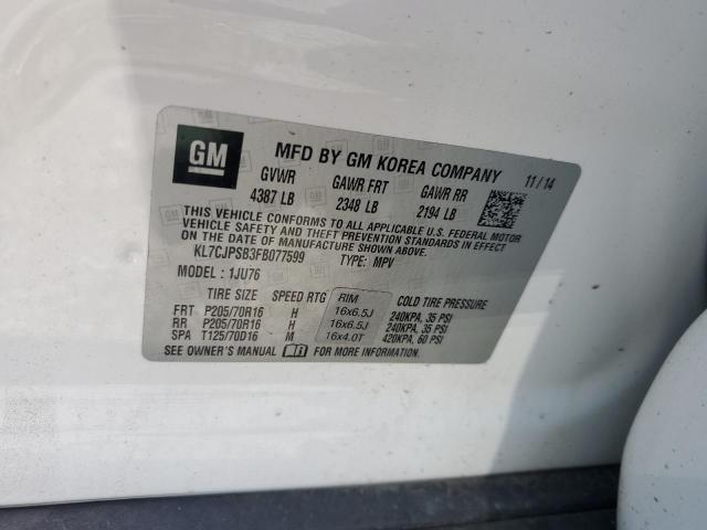2015 CHEVROLET TRAX 1LS - KL7CJPSB3FB077599