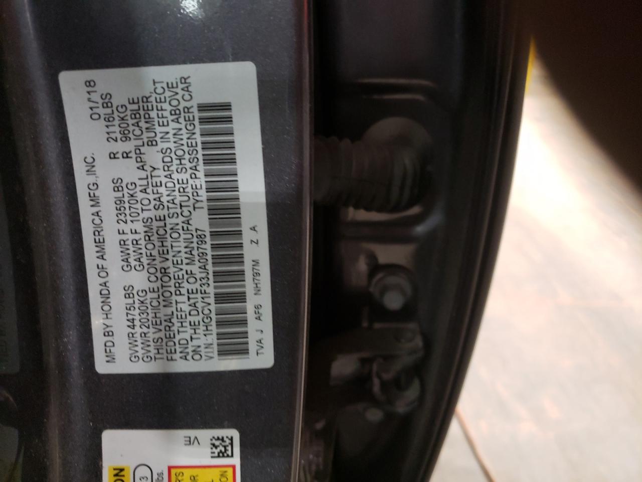 1HGCV1F33JA097987 2018 Honda Accord Sport