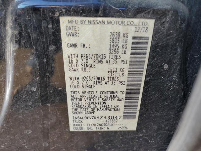 1N6AD0EV7KN733047 Nissan FRONTIER S