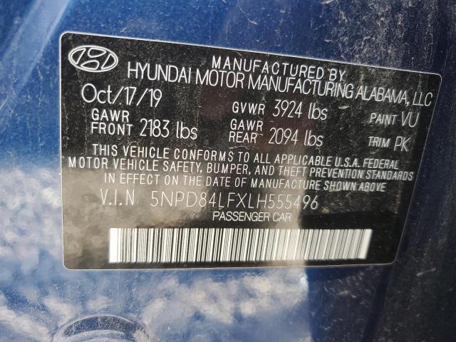 2020 Hyundai Elantra Sel VIN: 5NPD84LFXLH555496 Lot: 57963573