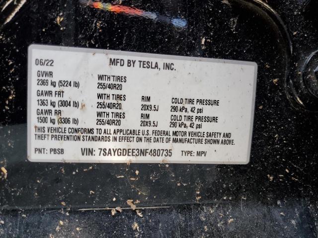 7SAYGDEE3NF480735 Tesla Model Y