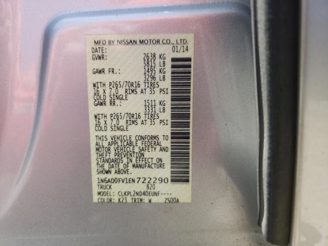 1N6AD0FV1EN722290 Nissan Frontier Sv