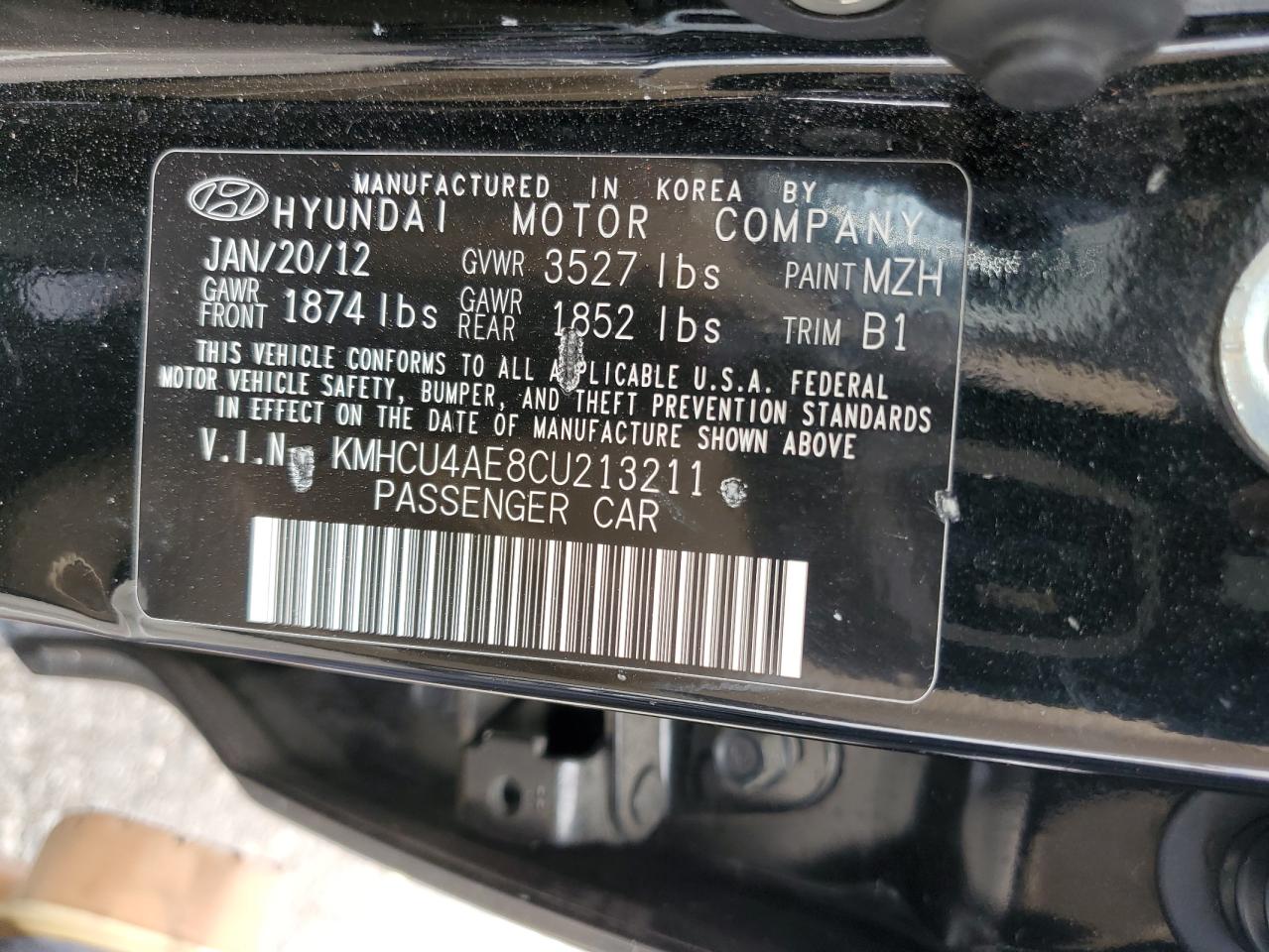 KMHCU4AE8CU213211 2012 Hyundai Accent Gls