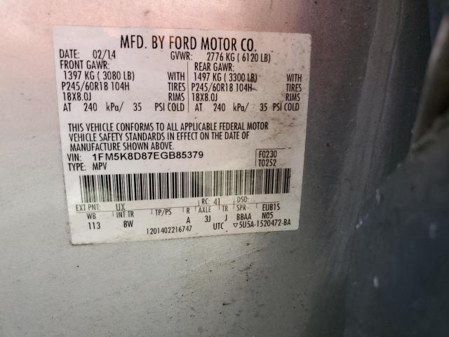 1FM5K8D87EGB85379 Ford EXPLORER XLT