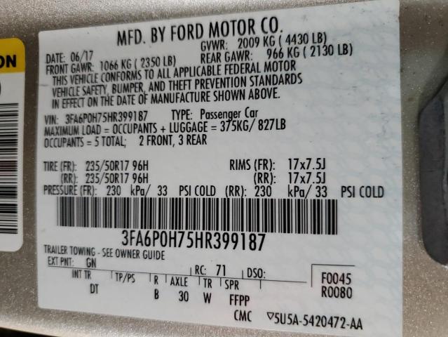 3FA6P0H75HR399187 Ford FUSION SE