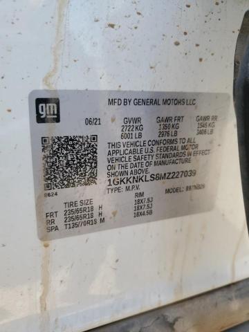 1GKKNKLS8MZ227039 GMC ACADIA SLE