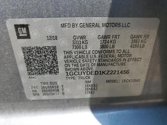 2019 CHEVROLET 1500 SILVE - 1GCUYDED1KZ221456