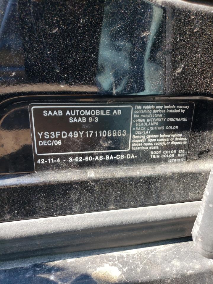 YS3FD49Y171108963 2007 Saab 9-3 2.0T