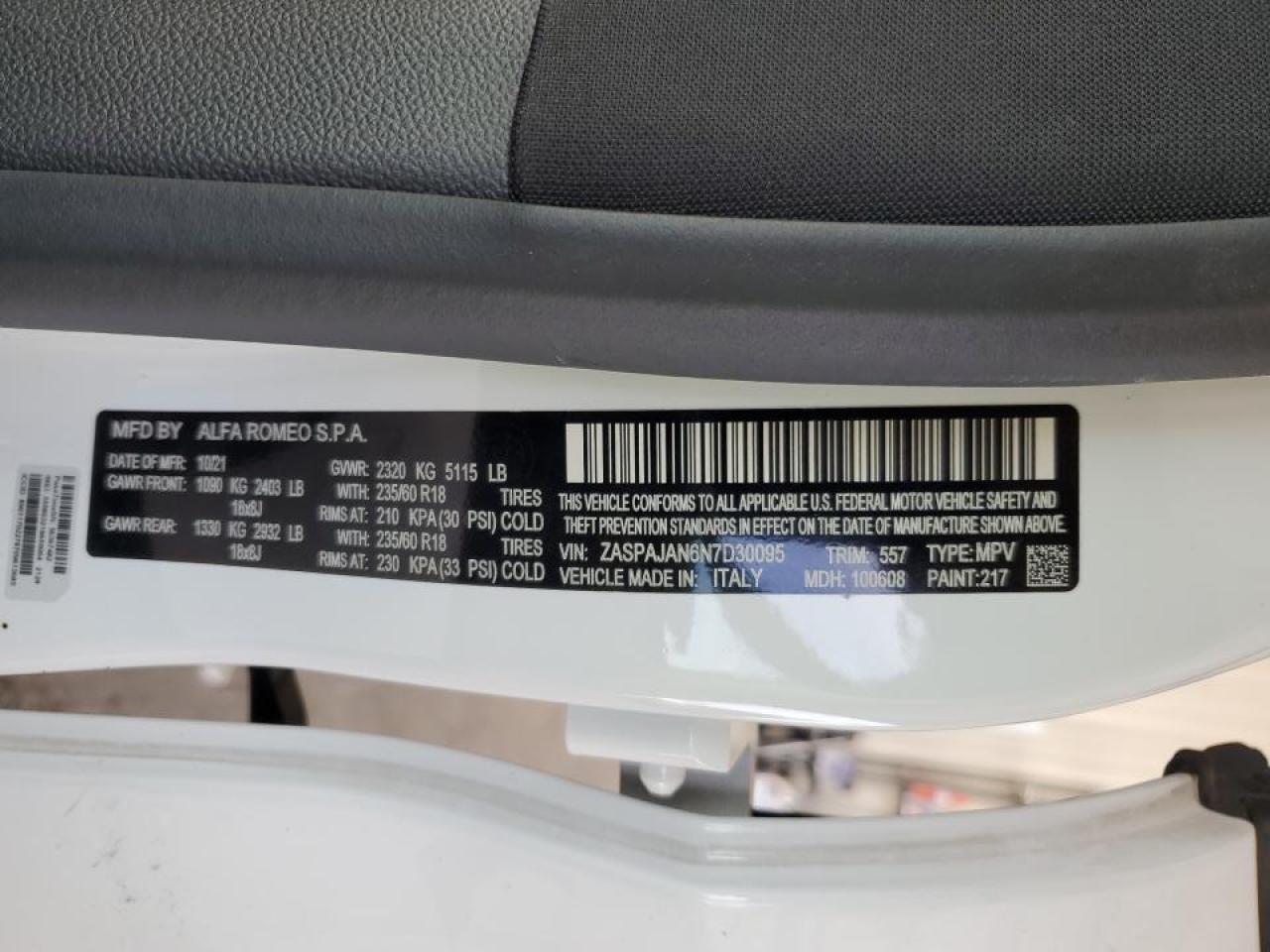 ZASPAJAN6N7D30095 2022 Alfa Romeo Stelvio