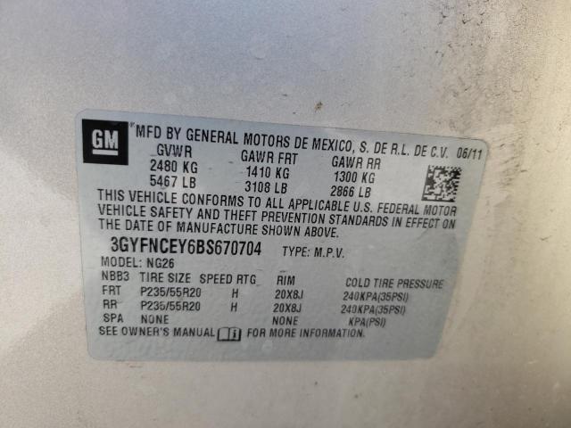 2011 Cadillac Srx Premium Collection VIN: 3GYFNCEY6BS670704 Lot: 60166474