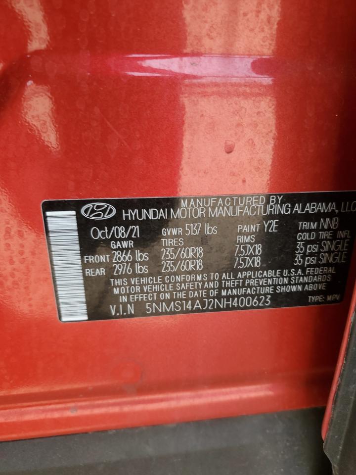 5NMS14AJ2NH400623 2022 Hyundai Santa Fe Se