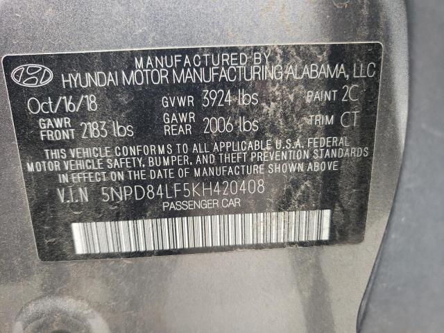 2019 Hyundai Elantra Sel VIN: 5NPD84LF5KH420408 Lot: 56943624